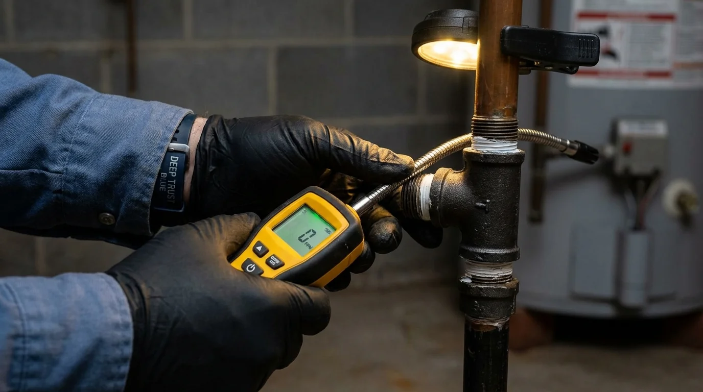 Gas leak detection with electronic sniffer by Johns Plumbing LLC in Sarcoxie