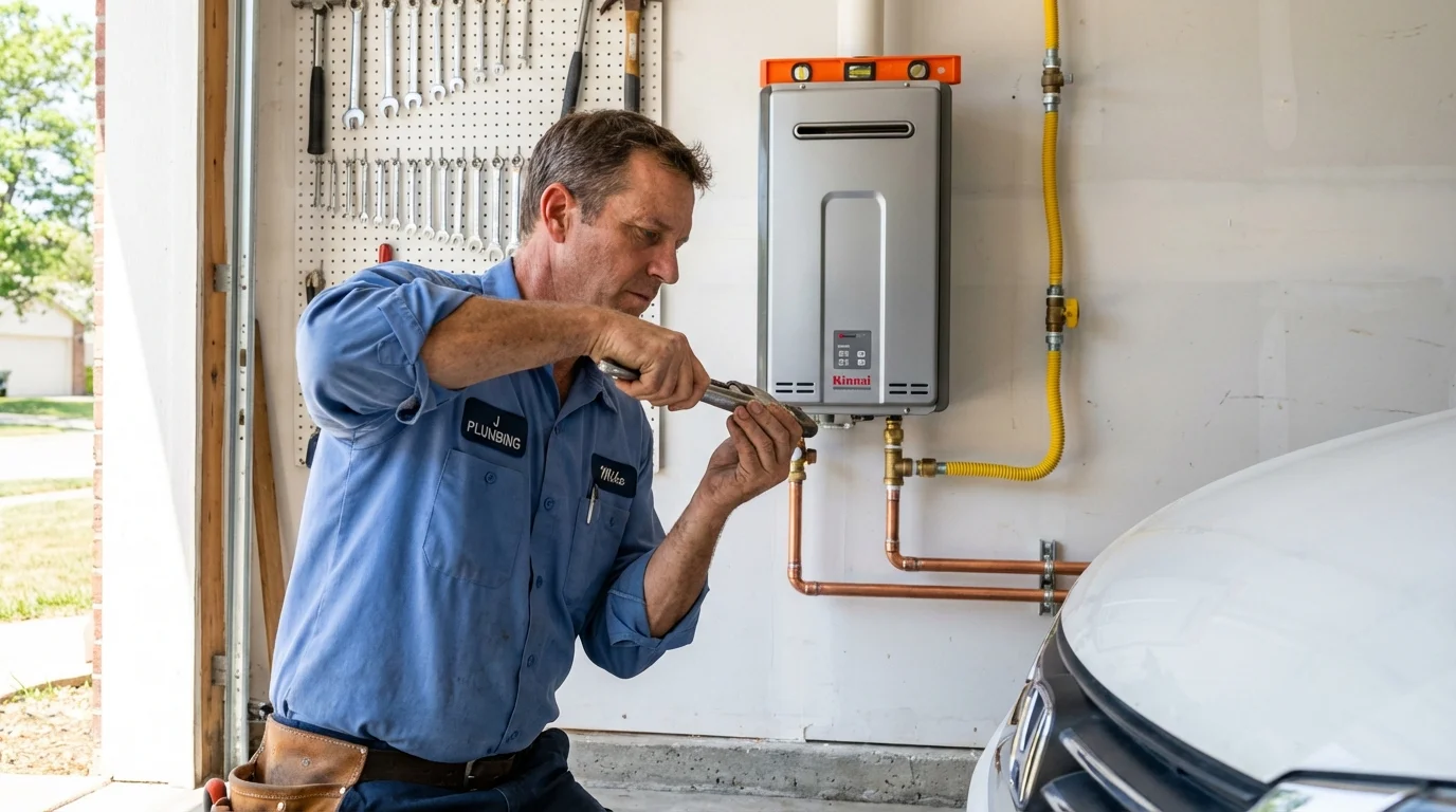 Tankless water heater installation by a Johns Plumbing LLC plumber in Sarcoxie